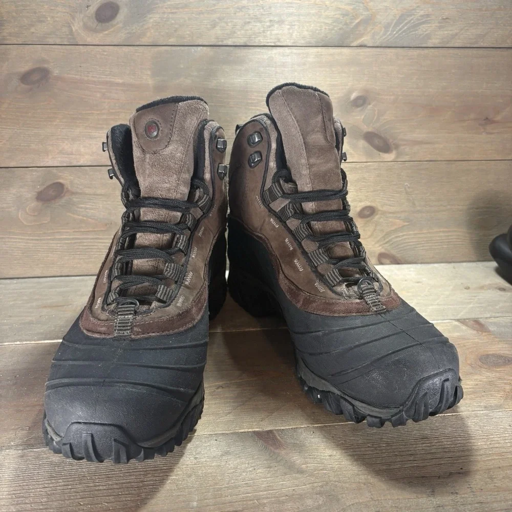 merrell isotherm mens size 11.5 shoes brown suede waterproof snow boots